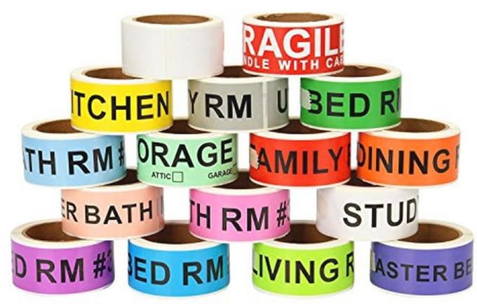 Home Verhuismaterialen: 960 Kleurgecodeerde Dozenlabels met Breekbare Stickers