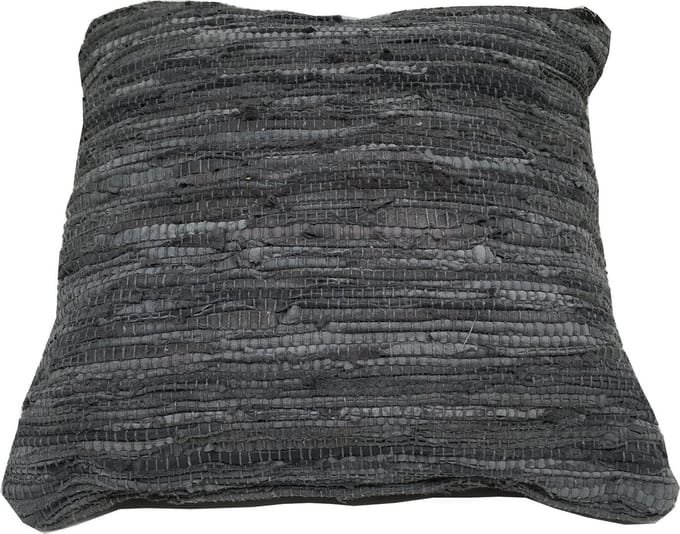 Rocaflor Sierkussen-vierkant-leer-gerecycled - grijs - 45x45cm