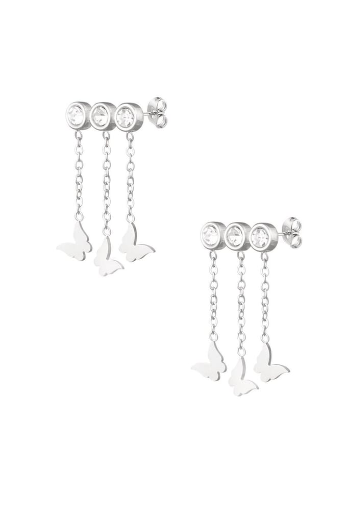 Oorbellen vlindertjes & steentjes Zilver