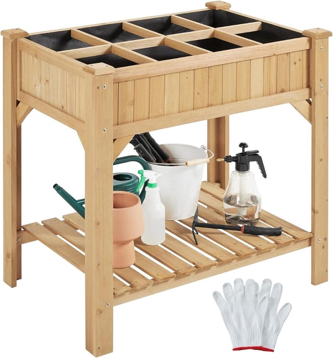 DD Kweekbak op Poten - Kweektafel - Moestuinbak - Bruin - 92cm x 92cm x 93cm