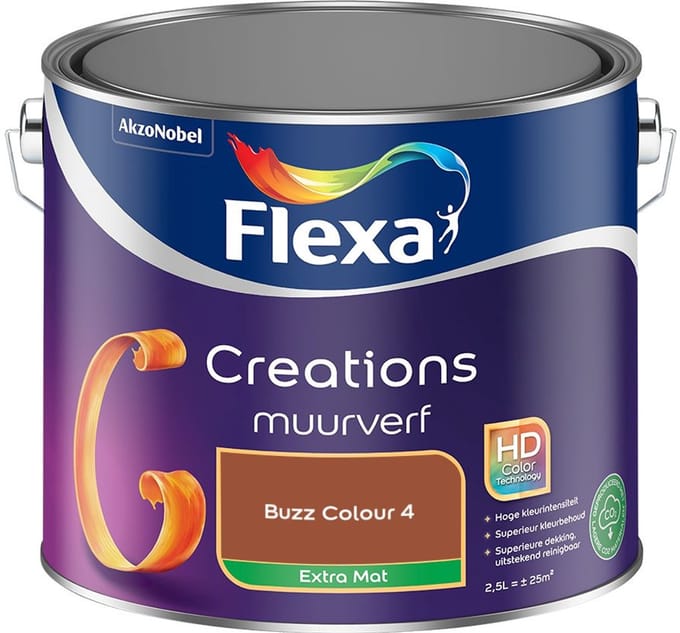 Flexa - Creations Muurverf Extra Mat - Buzz Colour 4 - Mengverf - 2,5 L