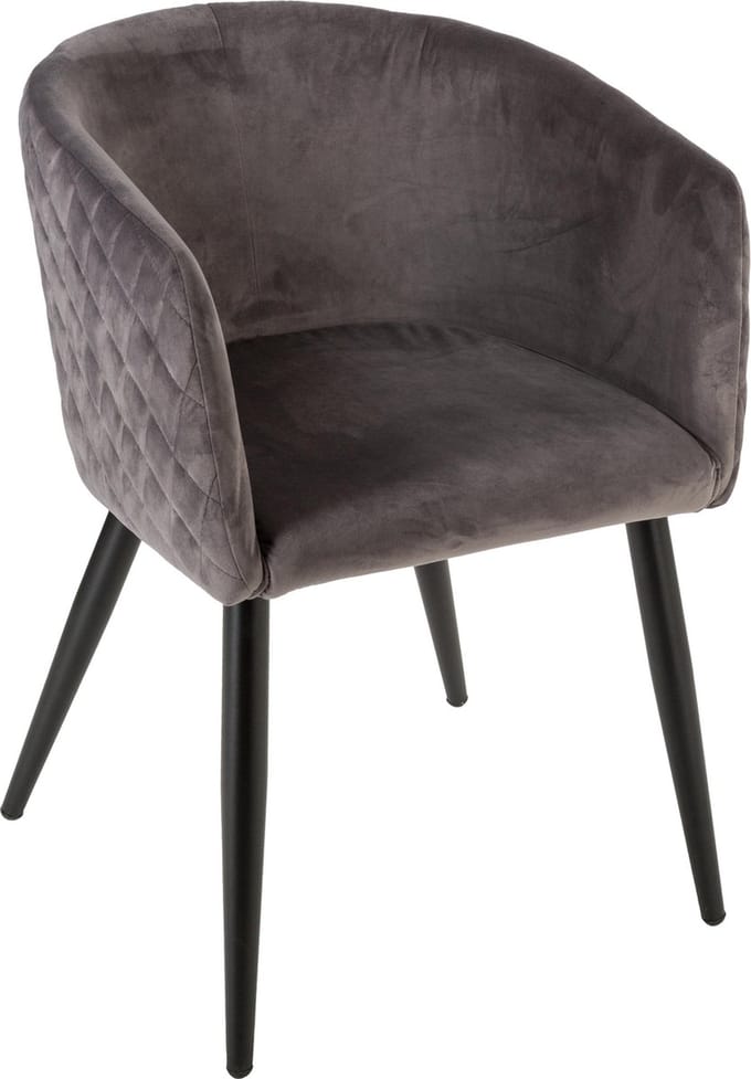 Grijze Velours Eetkamerstoel - Atmosphera Créateur d'intérieur