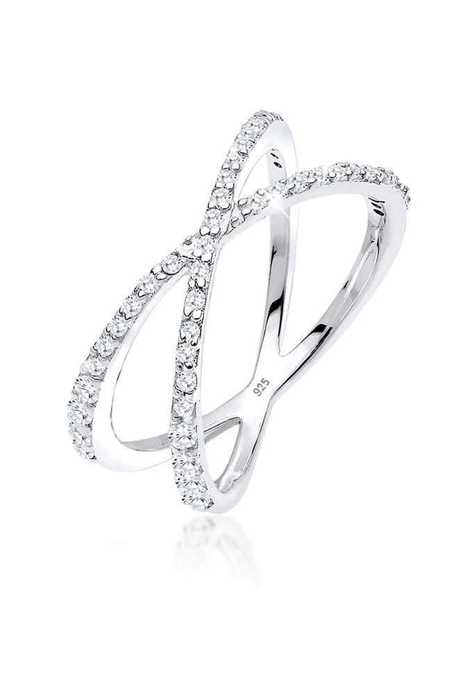 Elli - Ring - Dames Wikkel X met Zirkonia Kristallen in 925 Zilver - Dames