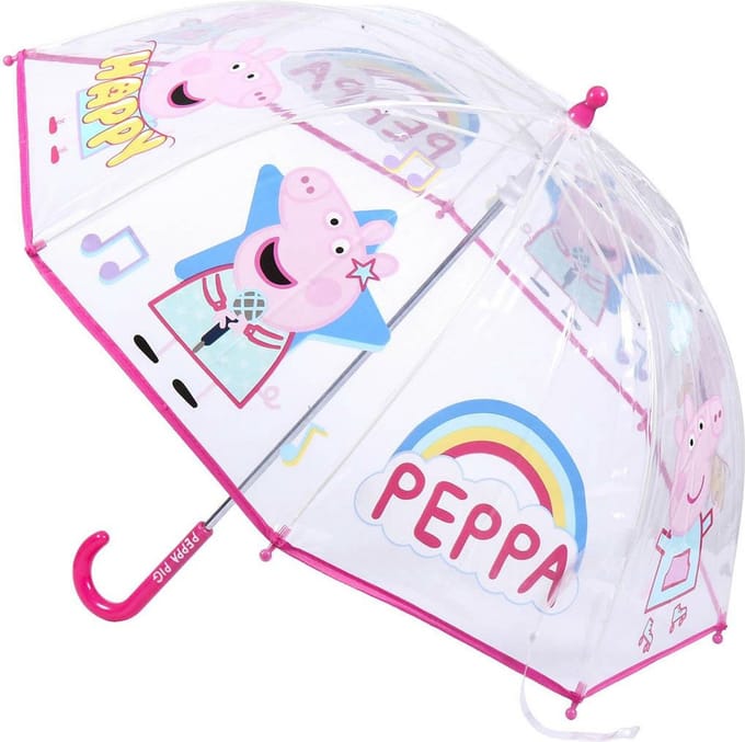 Disney Peppa Pig paraplu - transparant/roze - D71 cm - voor kinderen
