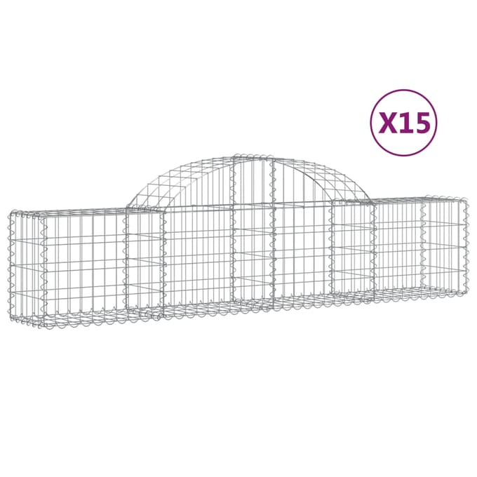 vidaXL - Schanskorven - 15 - st - gewelfd - 200x30x40/60 - cm - gegalvaniseerd - ijzer