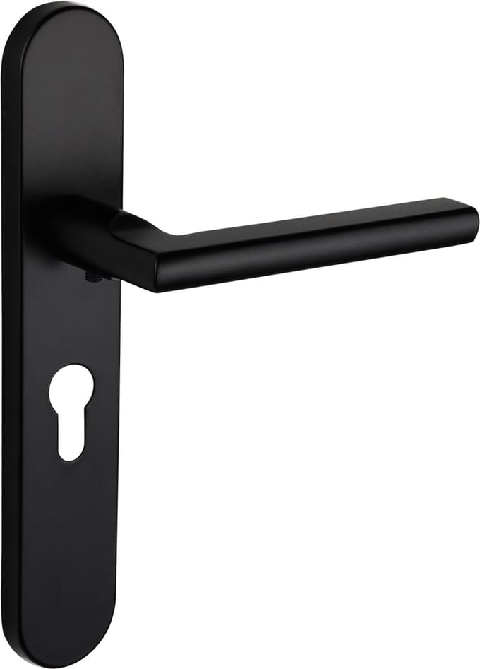 Lavuzo deurkruk Teramo Zwart met afgerond schild PC55 | Per set | Deurklink met schild