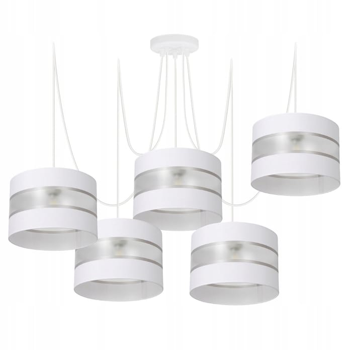 Hanglamp Astra Zilver 5-lichts E27 Metaal/Stof 30cm