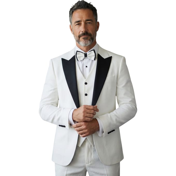 Heren Witte Fluwelen Trouw Tuxedo Formeel Pak 3 Stukjes Fluwelen Smoking - AK2
