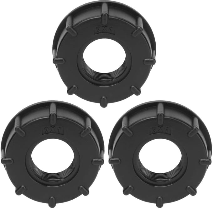 Dailygoody - Tank Connector - Plastic Fitting - 60mm Inner Diameter - Coarse Thread - Ideaal voor IBC Tanks - 3 Stuks