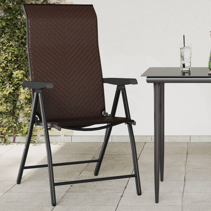 vidaXL - Opklapbare - stoelen, - 4 - stuks, - bruin - polyrotan