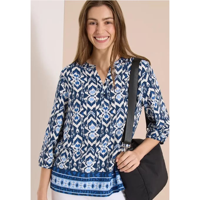 3/4-mouwen blouse met grafisch patroon