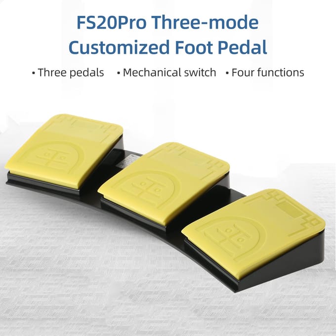 FS20Pro Drievoudige voetschakelaar Multifunctioneel aangepast voetpedaal USB + 2.4G + BT Drie-modusverbinding geel