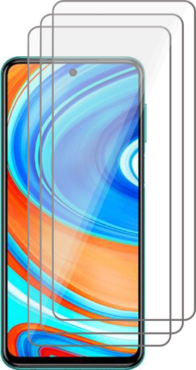 Screenprotector geschikt voor Xiaomi Redmi Note 9 Pro - Screen Protector Glas - 3 stuks