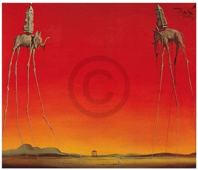 Kunstdruk Salvador Dali - Les Elephants 80x60cm