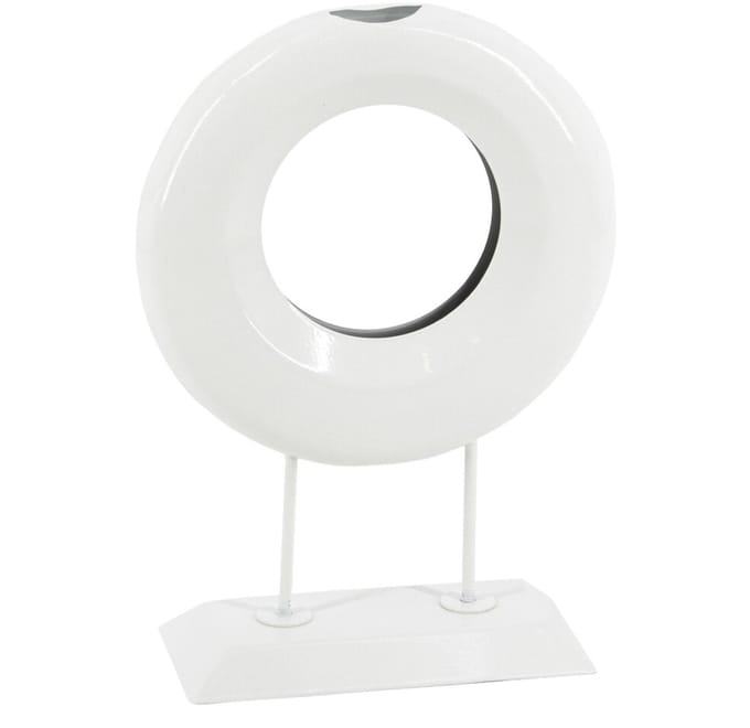 Metalen ornament donut white marble