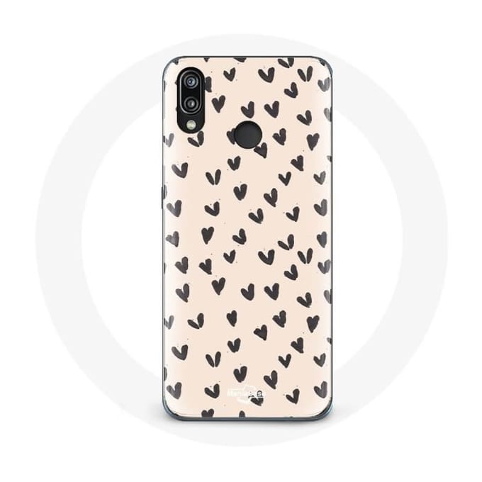 Coque pour Huawei P20 Lite Fond de texture abstraite coeurs noirs