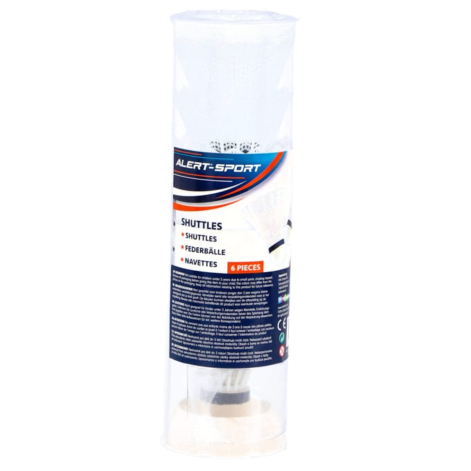 Alert Sport - Badmintonshuttles - Wit, 6 stuks (7411007)