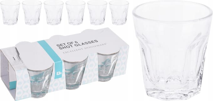 Excellent Houseware - Glazen Borrelglaasjes - 40 ml - Set van 6 - Vaatwasserbestendig