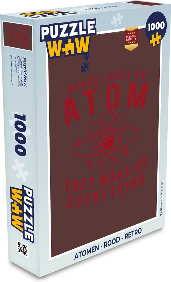 Puzzel Atomen - Rood - Retro - Legpuzzel - Puzzel 1000 stukjes volwassenen
