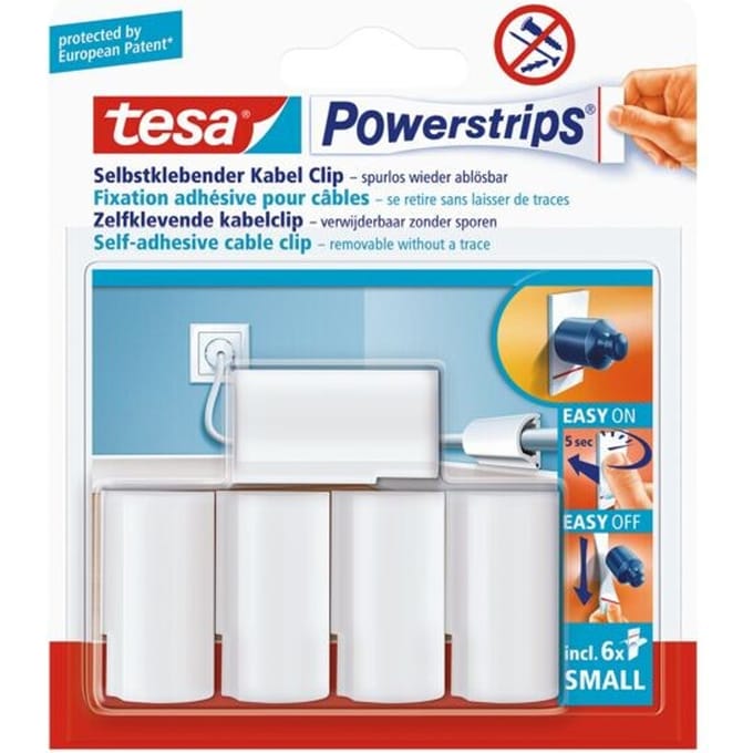 Tesa Powerstrips Kabelclip - Wit - 5 Stuks