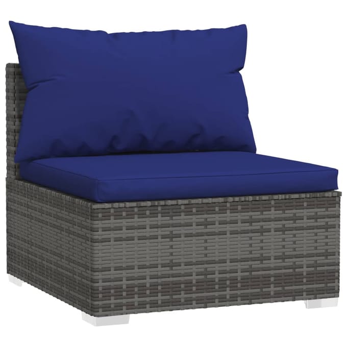 vidaXL - Tuinbank - 3-zits - met - kussens - poly - rattan - grijs