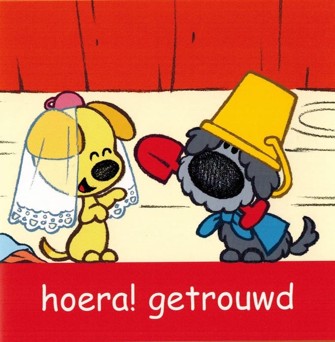 Wenskaart Woezel en Pip: hoera getrouwd (WP814)