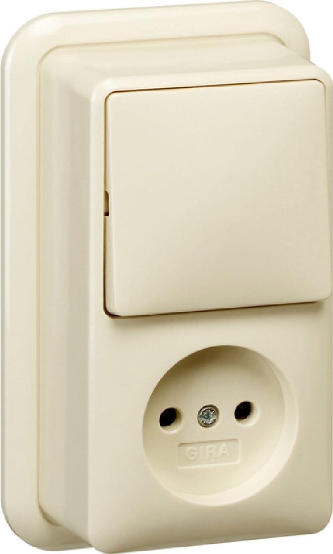 Gira Combischakelaar en Wandcontactdoos Crème Wit - 047610 - E3DKX