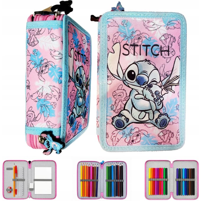 Disney Stitch I Lilo Trousse à Crayons Trois Compartiments Avec Fournitures Pour Fille