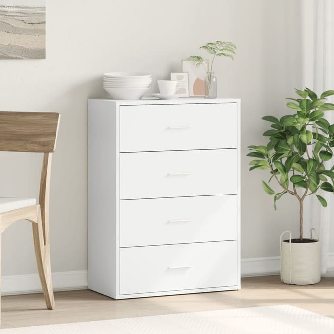 vidaXL - Dressoir - 60x31x84 - cm - bewerkt - hout - wit