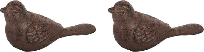 Esschert deurstopper vogel - 2x - 0.45 kg - gietijzer - bruin - 14 x 5 x 7 cm