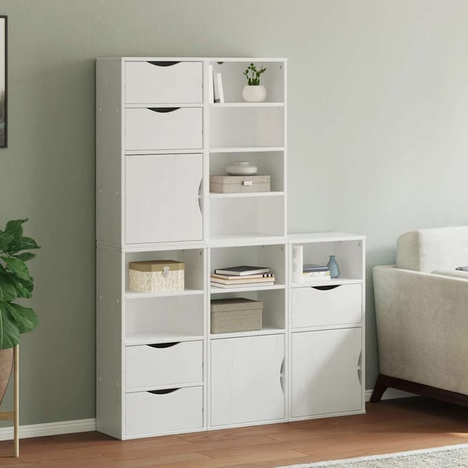 vidaXL - Bijzetkasten - 5 - st - ODDA - 40x24x79 - cm - massief - grenenhout - wit
