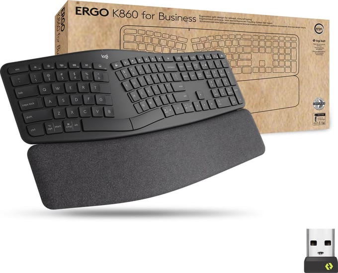 Logitech ERGO K860 Split Keyboard for Business - keyboard - QWERTZ - Swiss - graphite - Toetsenbord - Zwitsers - Zwart