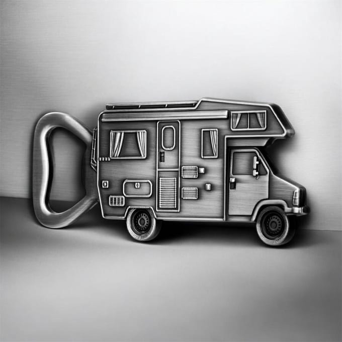 Flesopener Camper Donker Zilverkleurig ( 4.0 x 10 cm )