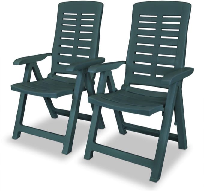Tuinstoelen 2 st verstelbaar kunststof groen