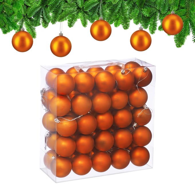 kerstballen set van 50 - Ø 6 cm - mat - kunststof - oranje