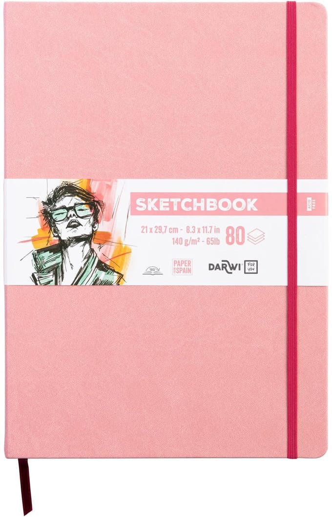 Darwi DFY - Schetsboek - A4 - 140 g - Roze - 80 vellen