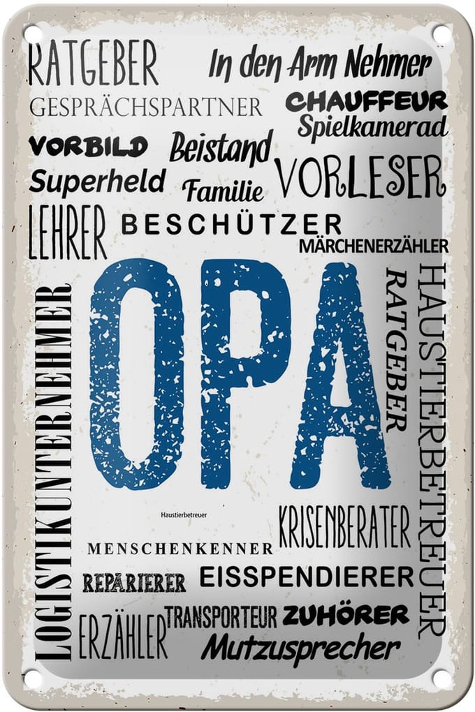 Blechschild Spruch 12x18 cm Opa Beschützer Beistand Ratgeber Deko Schild