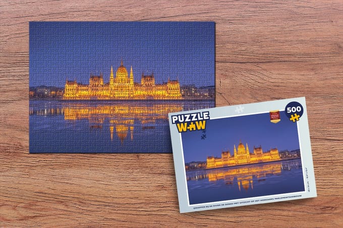 Puzzel IJskappen bij de rivier de Donau met uitzicht op het Hongaars parlementsgebouw - Legpuzzel - Puzzel 500 stukjes
