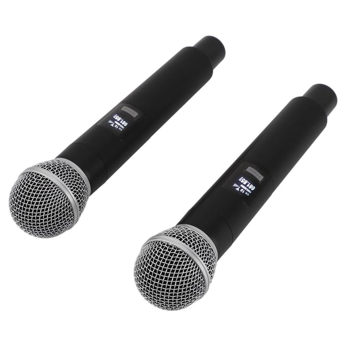 Lot de 2 microphones VHF sans fil professionnels antibruit rechargeables par USB