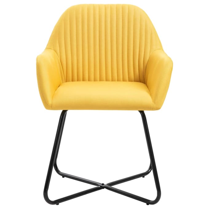 vidaXL - Eetkamerstoelen - 2 - st - stof - geel