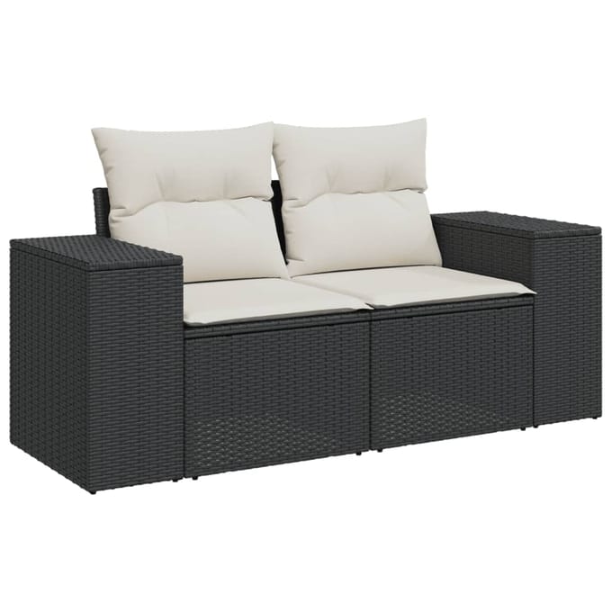 vidaXL - 8-delige - Loungeset - met - kussens - poly - rattan - zwart