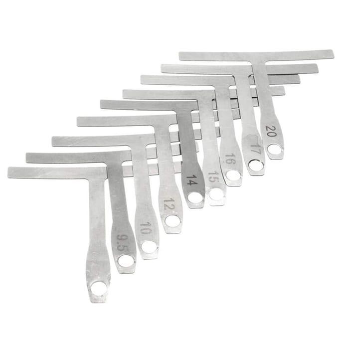 9 stuks ondersnaarradiusmeters gitaarbassnaren reparatie polish T-vormige meting 9Pcs white