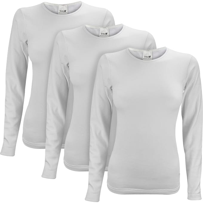 3-Pack Dames Thermisch T-shirt met Lange Mouwen voor de Winter