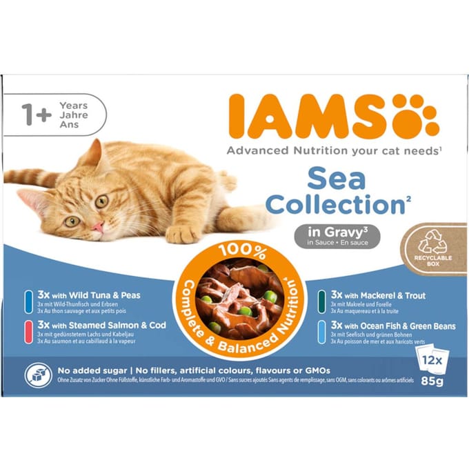 Iams cat delights multipack sea collection kattenvoer 12x85 gr