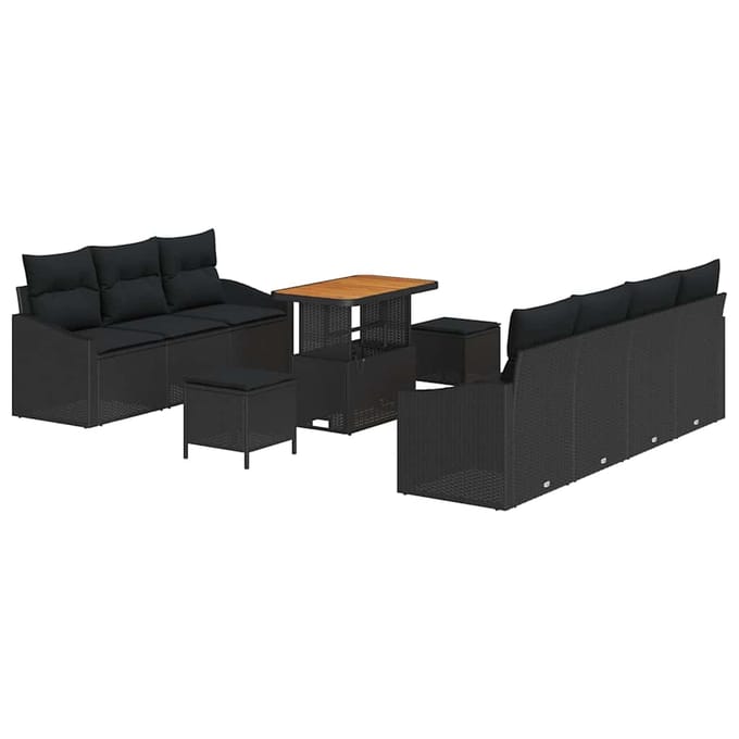 vidaXL Tuin Sofa Set 10 st 9-zits Zwart