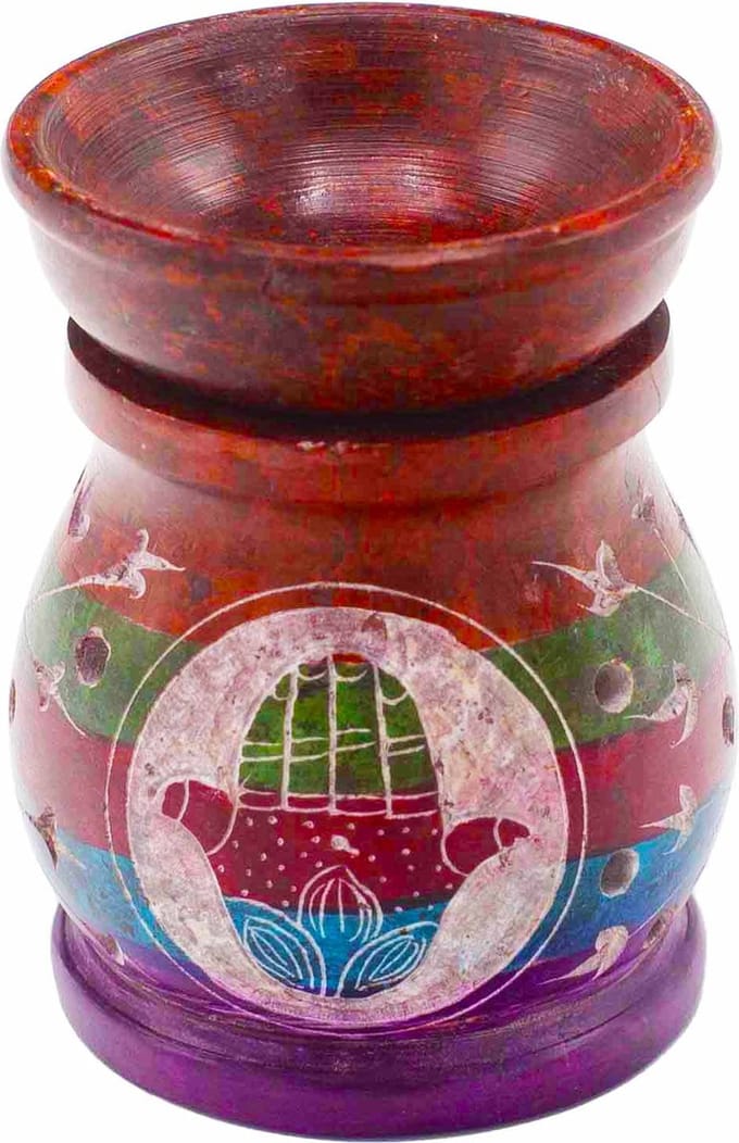 Zeepsteen oliebrander 10 cm - Hamsa - Vijf kleuren