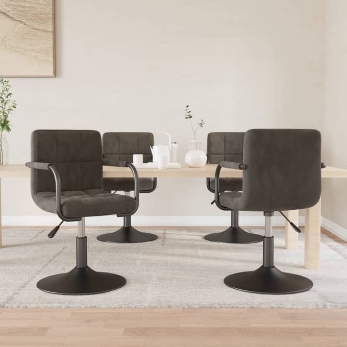 vidaXL - Eetkamerstoelen - draaibaar - 4 - st - fluweel - donkergrijs