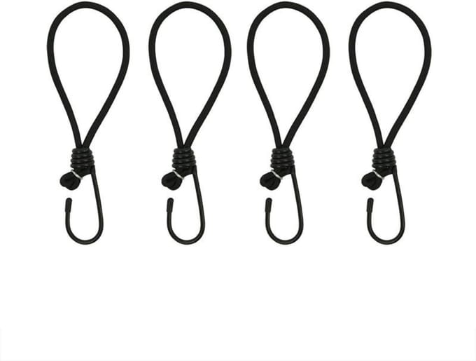 ProPlus Elastische tentspanners met haak - 20 cm - zwart - set van 4