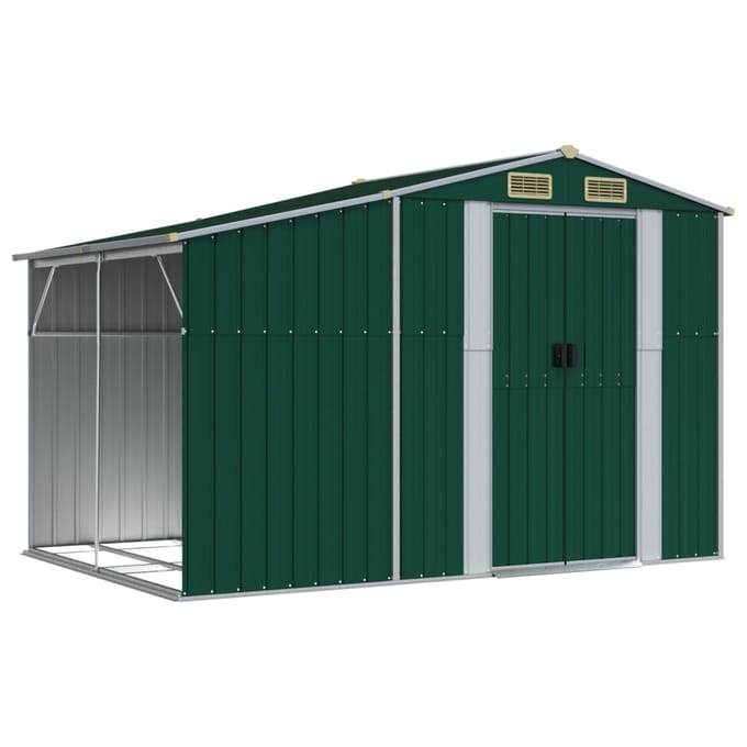 vidaXL - Tuinschuur - 277x192,5x179 - cm - gegalvaniseerd - staal - groen