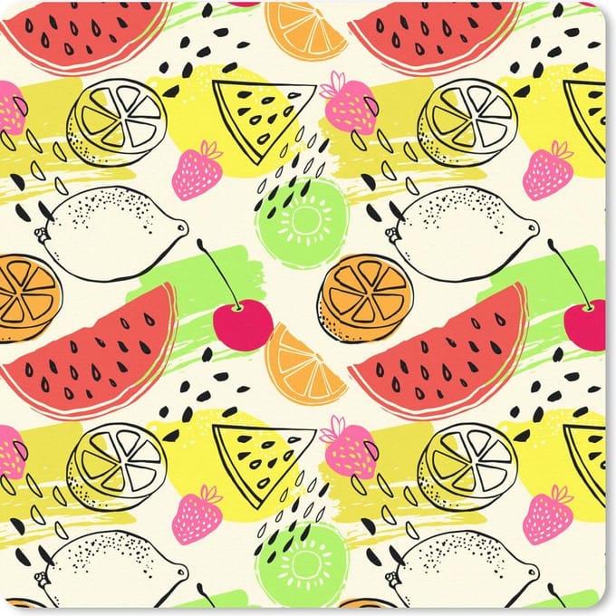 Muismat 20x20 cm - Mousepad Watermeloen - Fruit - Patronen - Muismatten